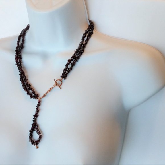 Handmade Dark Red Garnet Statement Necklace January Birthstone Beaded NWT - Picture 4 of 16